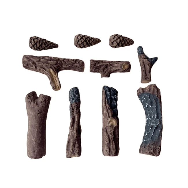 Tronchi in ceramica per braciere a propano o camino a gas, set di piccoli ceppi di legno finto